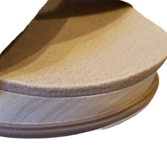 Dr Scholl's Sandals Wood Platform Leather Off White Metallic‎ Buckle Slingback 9 - Picture 6 of 7